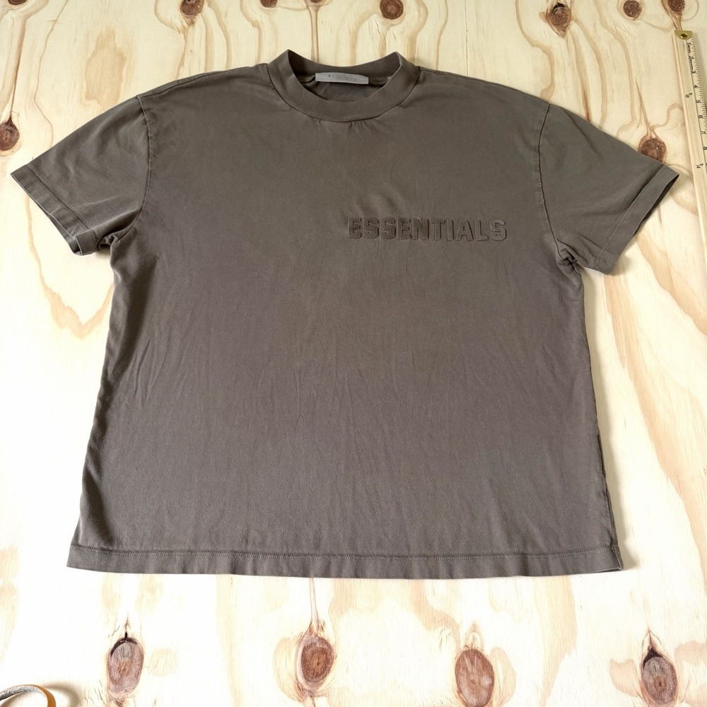 Essentials Fear of God Brown Short Sleeve Jersey Cotton Logo Men's T-Shirt S
